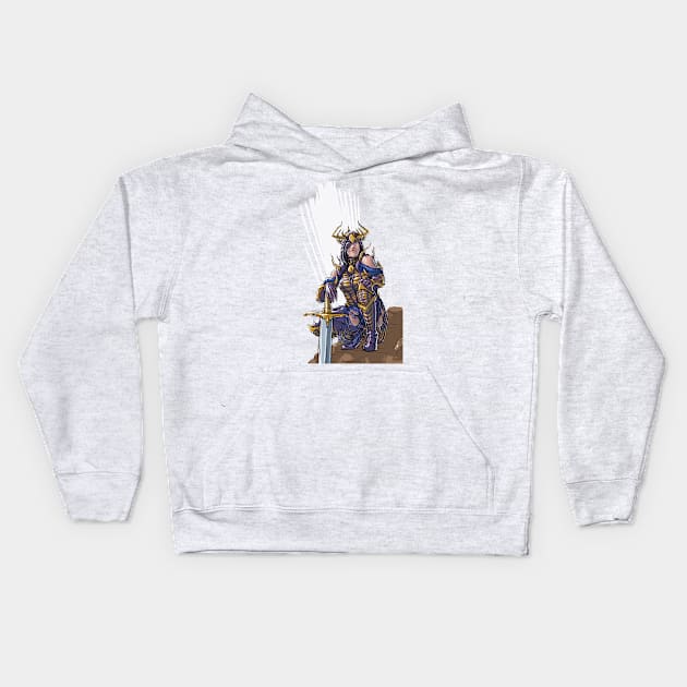 Female Knight Kids Hoodie by CandaceAprilLee